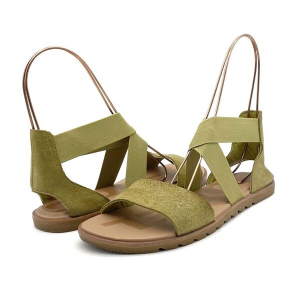 Sorel Ella II Sandals Olive Suede Elastic Strap Women’s Size 8 EU 39 Flat Summer - Picture 5 of 15